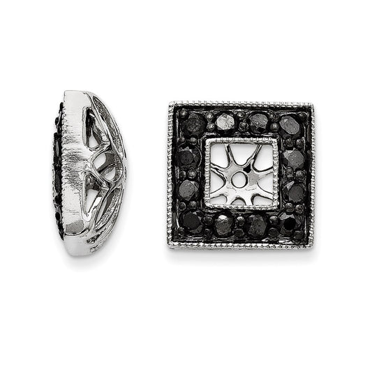 14K White Gold Black Diamond Square Jacket Earrings