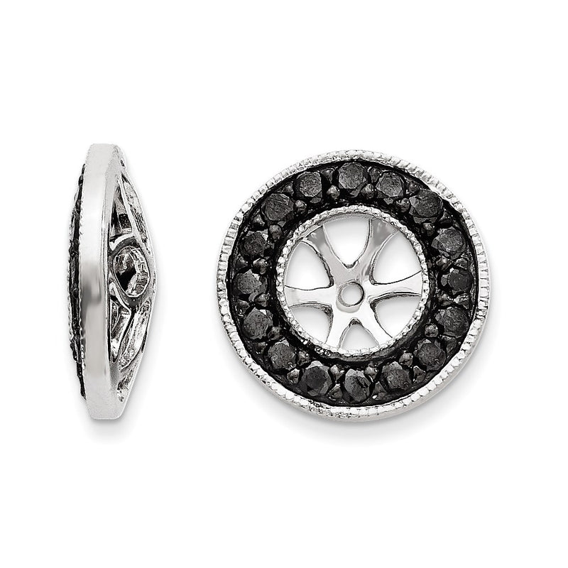 14k White Gold Black Diamond Earring Jackets