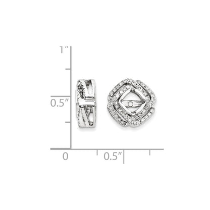 14K White Gold Diamond Square Earring Jacket