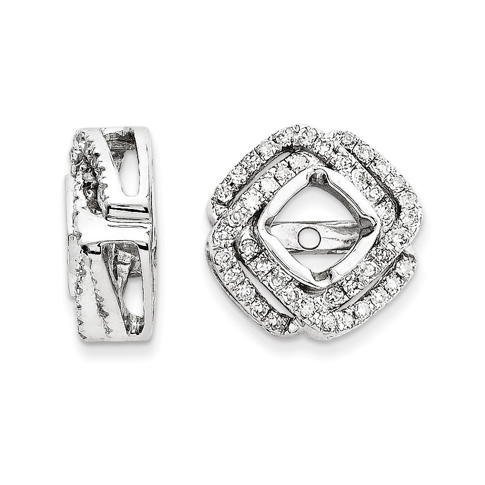 14K White Gold Diamond Square Earring Jacket