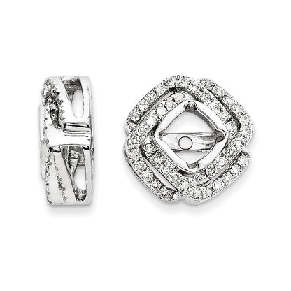14K White Gold Diamond Square Earring Jacket