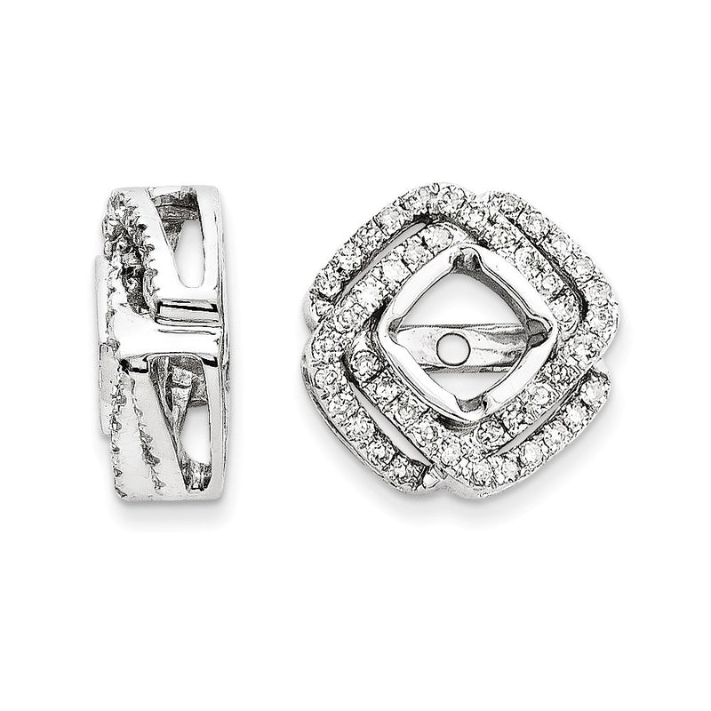 14K White Gold Diamond Square Earring Jacket