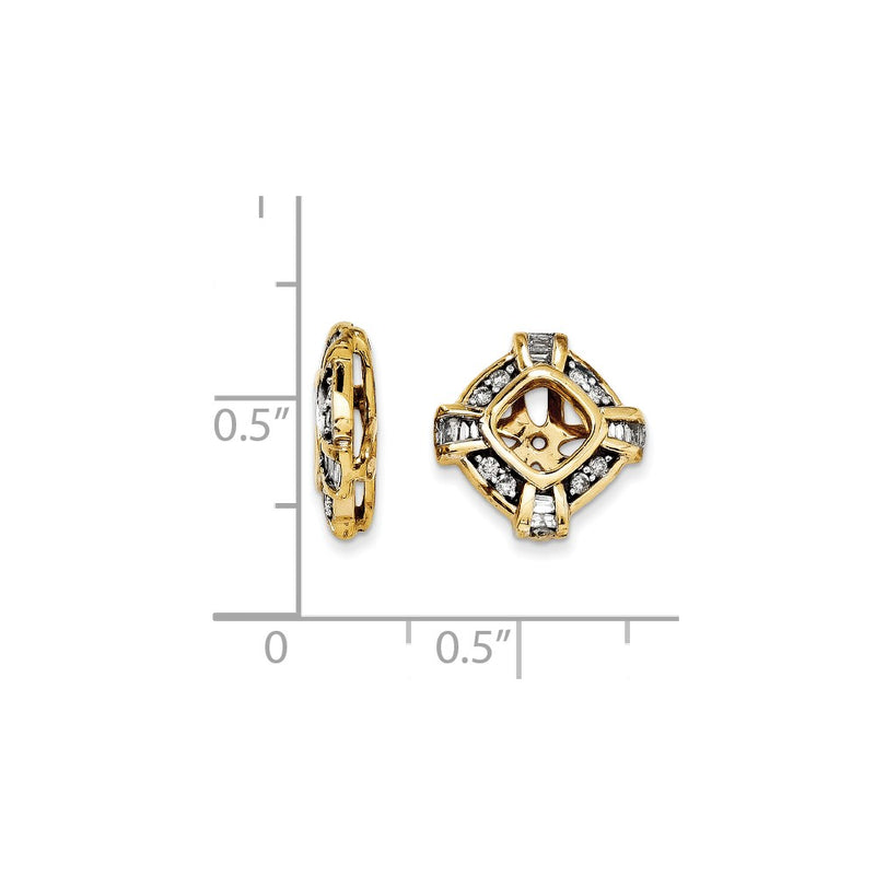 Baguette and Round Diamond Earring Jacket in 14K Yellow Gold