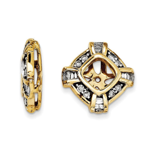 Baguette and Round Diamond Earring Jacket in 14K Yellow Gold