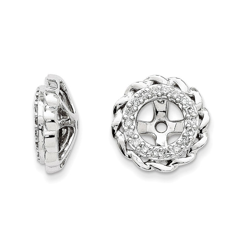 14K White Gold Diamond Earring Jackets