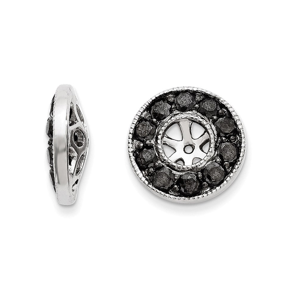 14k White Gold Black Diamond Earring Jackets
