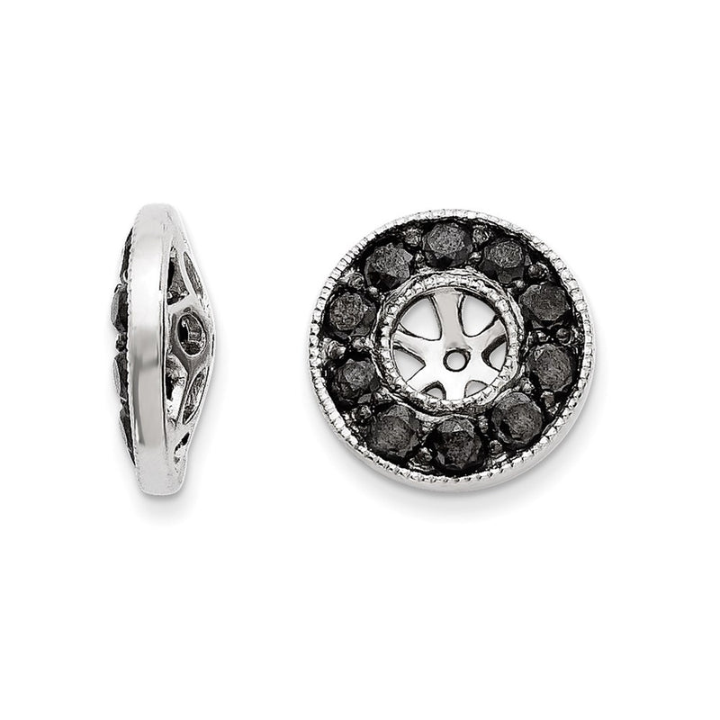 14k White Gold Black Diamond Earring Jackets
