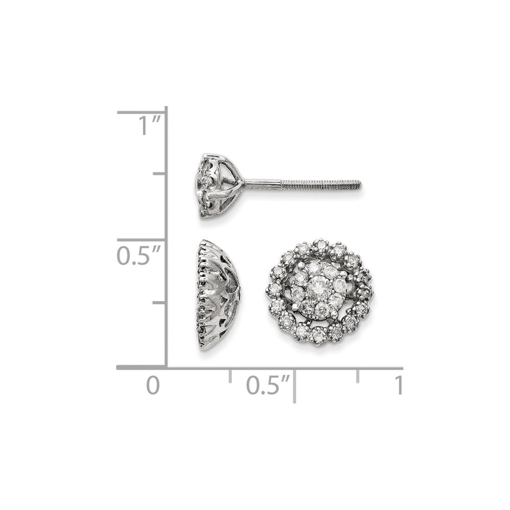 14K White Gold Medium Flower and Jacket Diamond Post Earrings