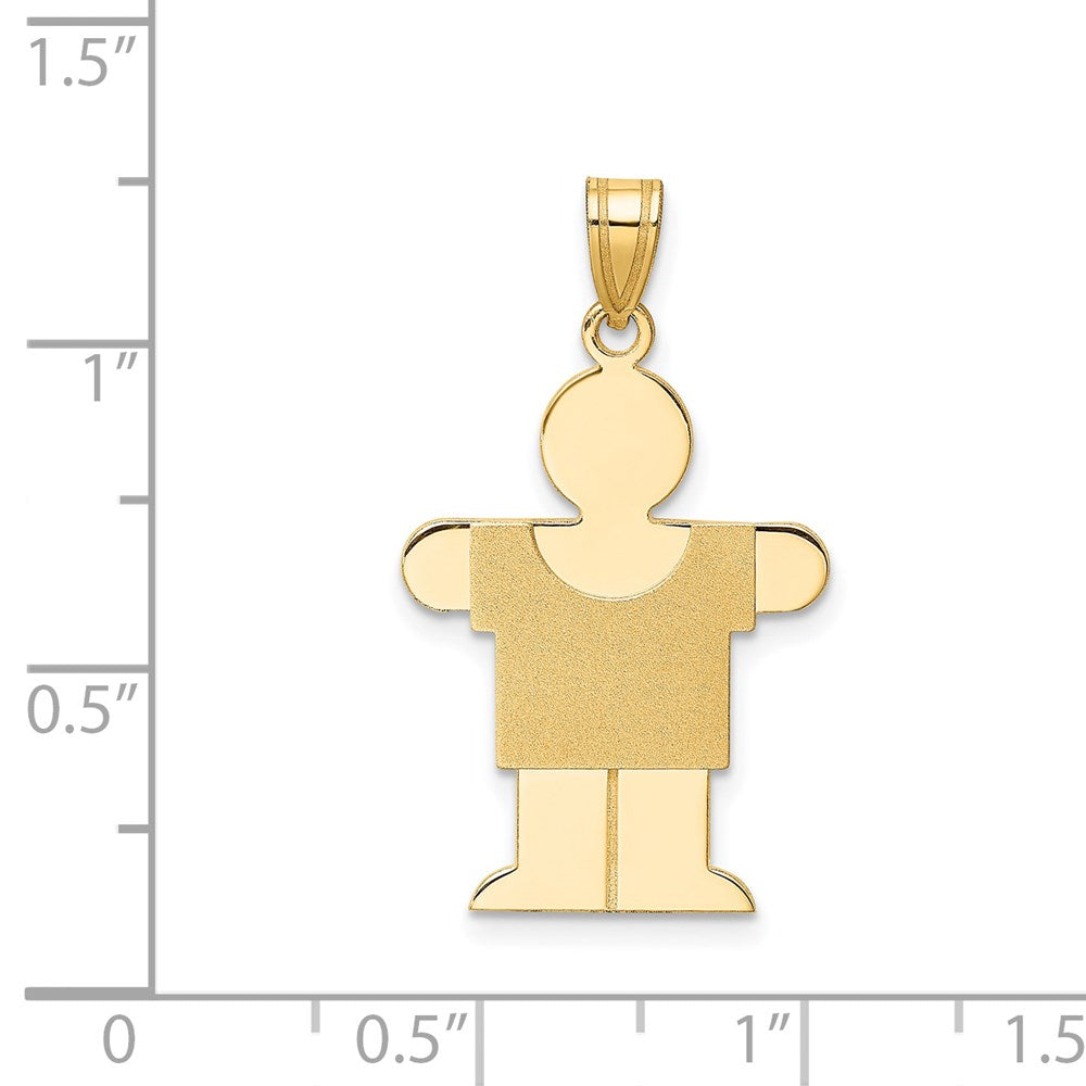 14k Yellow Gold Solid Satin Engravable Boy Charm