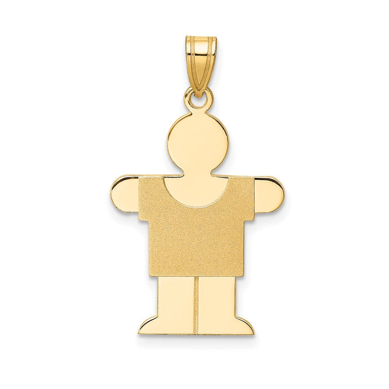 14k Yellow Gold Solid Satin Engravable Boy Charm