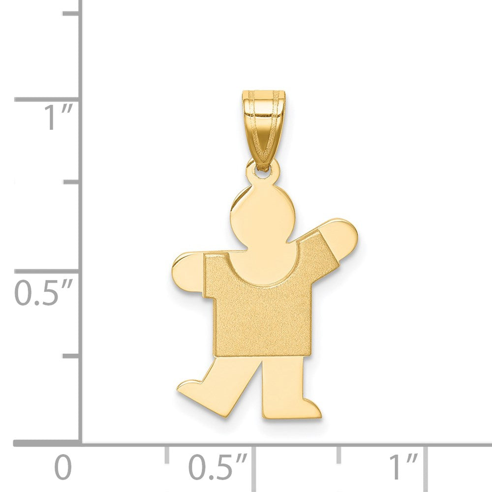 14k Yellow Gold Solid Satin Engravable Boy Charm