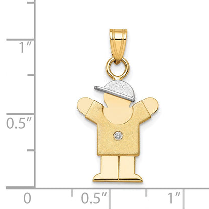 14k Two tone AA Diamond Kid Pendant