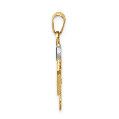14k Two tone AAA Diamond kid pendant