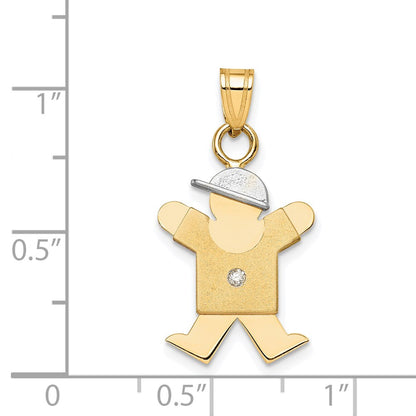 14k Two tone AAA Diamond kid pendant