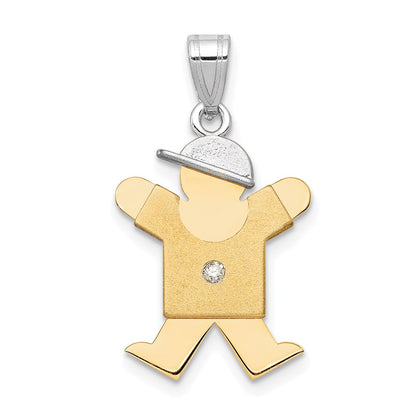 14k Two tone AAA Diamond kid pendant