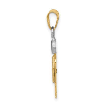 14k Two tone AAA Diamond kid pendant