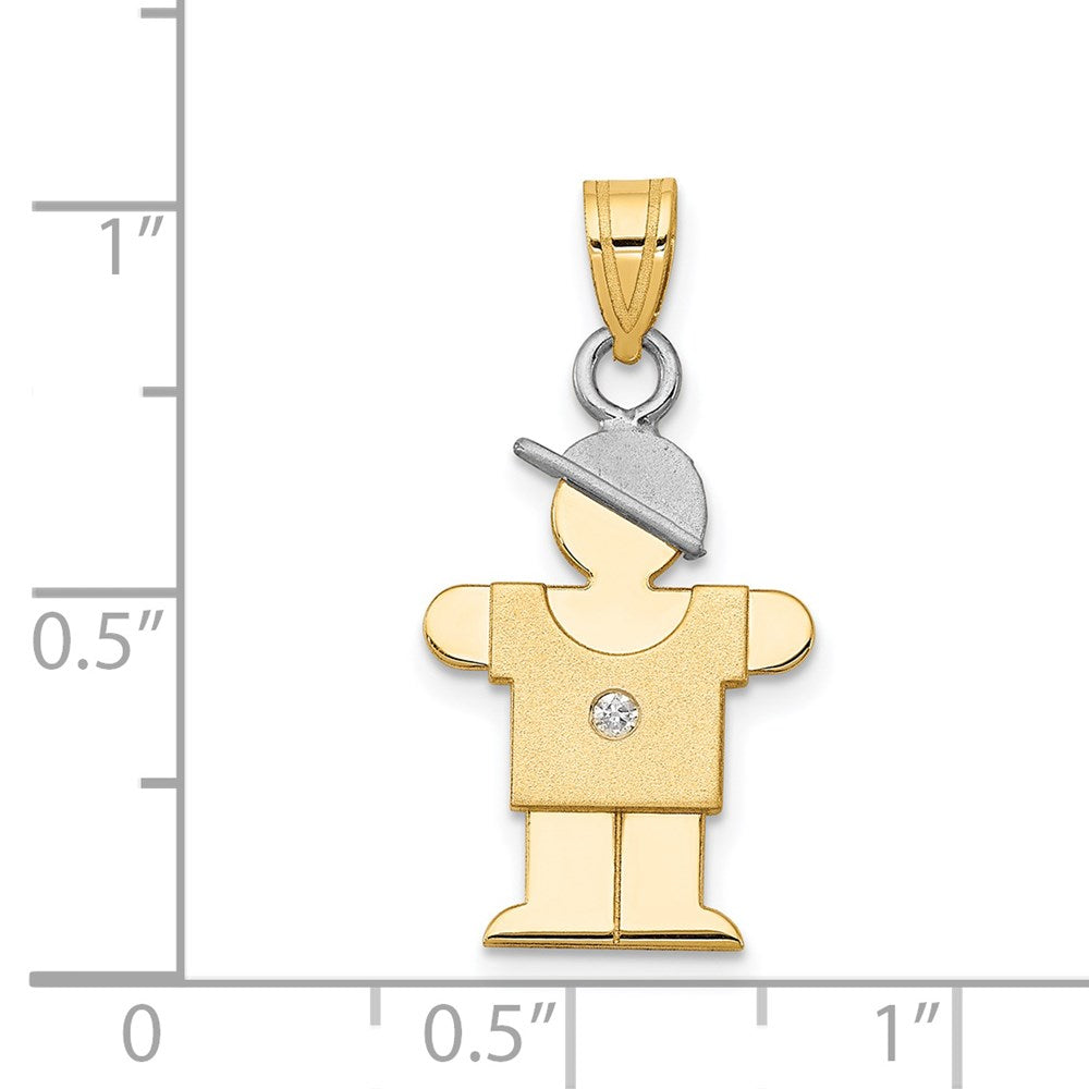 14k Two tone AAA Diamond kid pendant