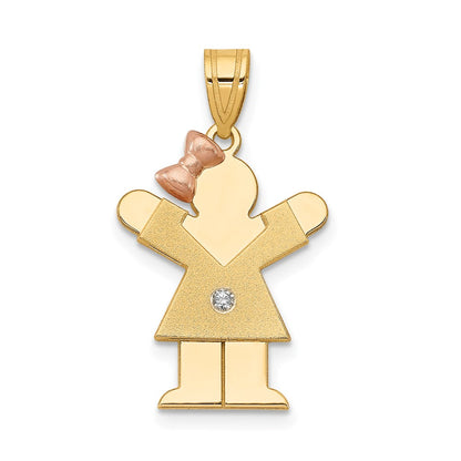 14k Two tone A Diamond kid pendant