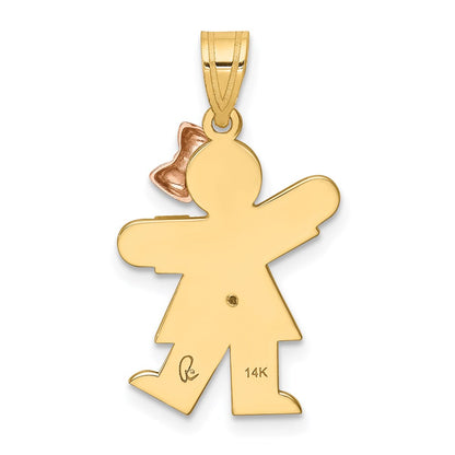 14k Two tone AAA Diamond kid pendant