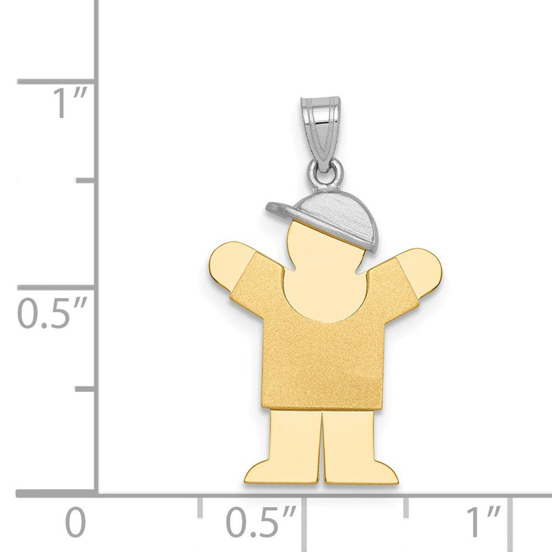 14k Two-tone Gold Two-tone Gold Small Boy w/ Hat on Right Engravable Charm