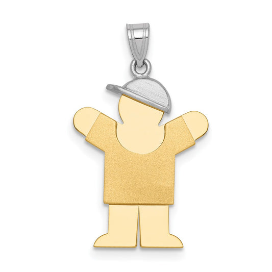 14k Two-tone Gold Two-tone Gold Small Boy w/ Hat on Right Engravable Charm