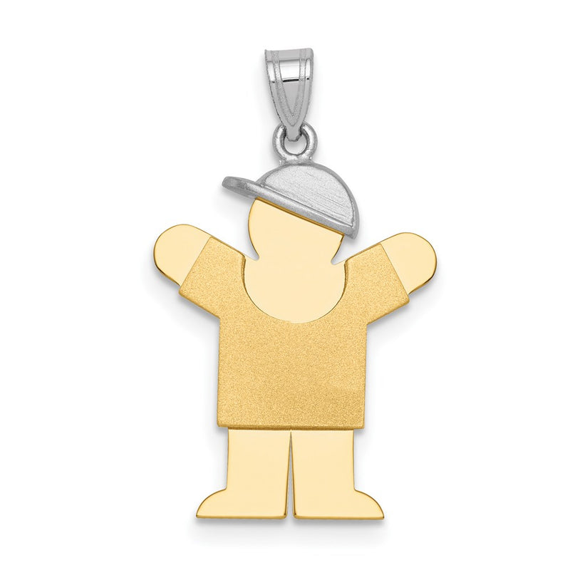 14k Two-tone Gold Two-tone Gold Small Boy w/ Hat on Right Engravable Charm