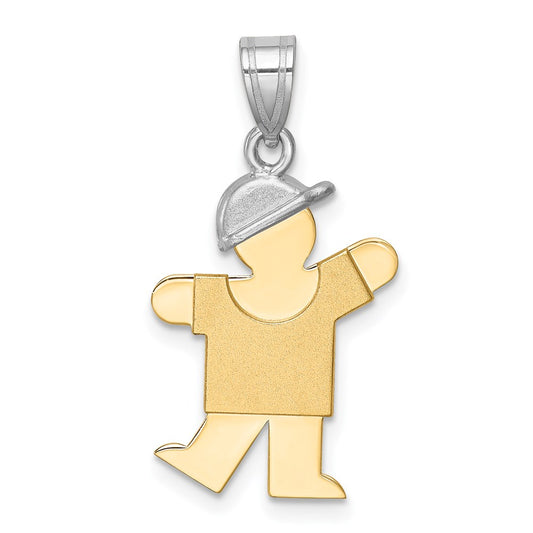 14k Two-tone Gold Two-tone Gold Small Boy w/ Hat on Left Engravable Charm