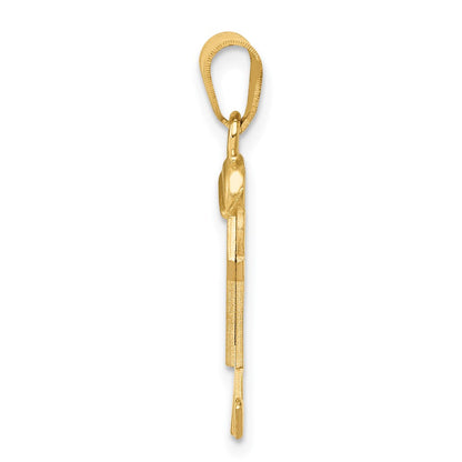 14k Yellow Gold Solid Engravable Boy w/ Hat on Right Charm