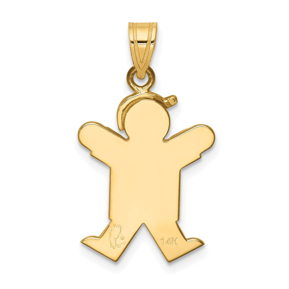 14k Yellow Gold Solid Engravable Boy w/ Hat on Right Charm