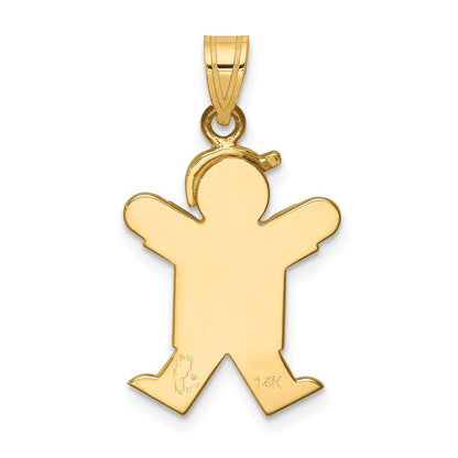14k Yellow Gold Solid Engravable Boy w/ Hat on Right Charm