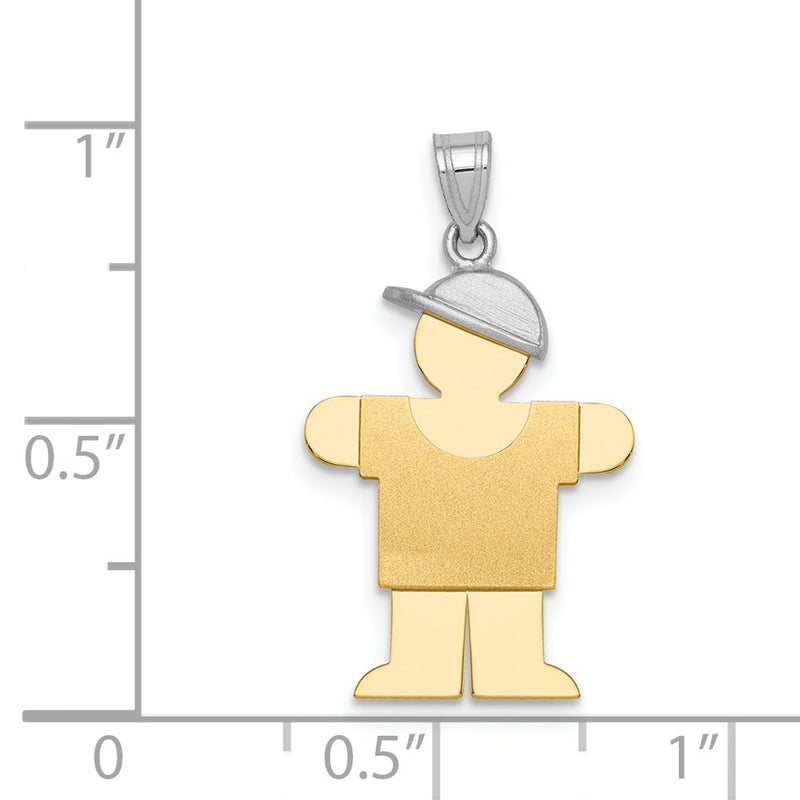 14k Two-tone Gold Two-tone Gold Small Boy w/ Hat on Right Engravable Charm