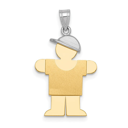 14k Two-tone Gold Two-tone Gold Small Boy w/ Hat on Right Engravable Charm