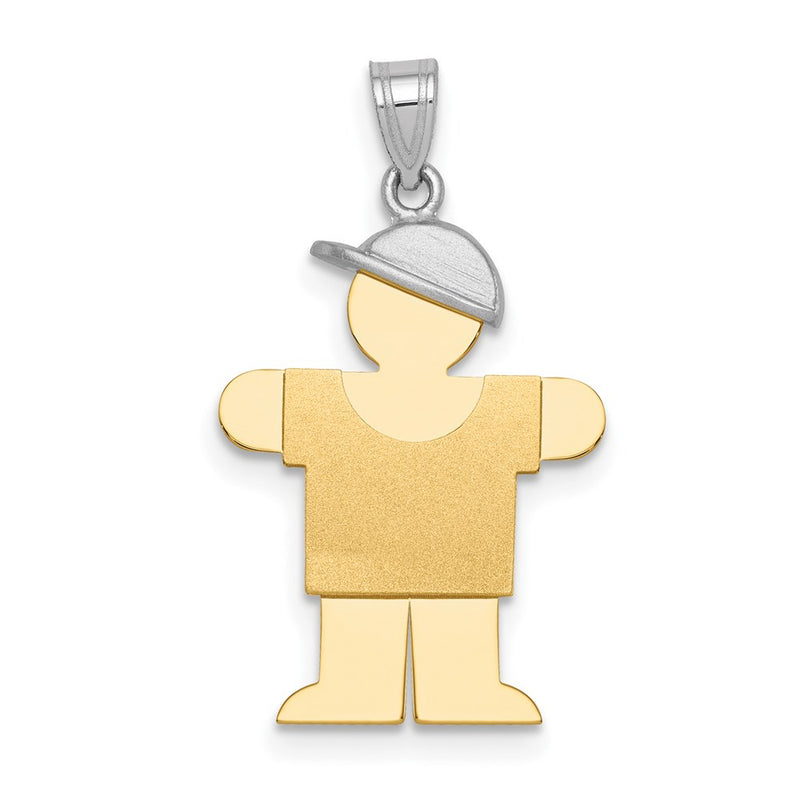 14k Two-tone Gold Two-tone Gold Small Boy w/ Hat on Right Engravable Charm