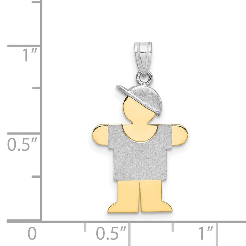 14k Two-tone Gold Two-tone Gold Small Boy w/ Hat on Right Engravable Charm