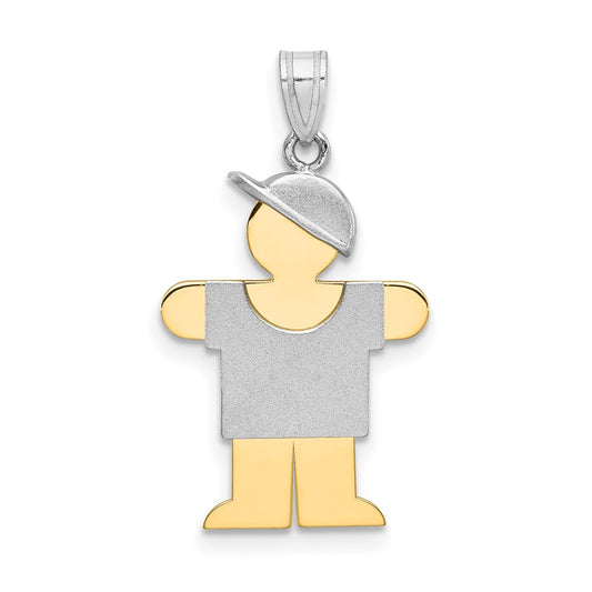 14k Two-tone Gold Two-tone Gold Small Boy w/ Hat on Right Engravable Charm