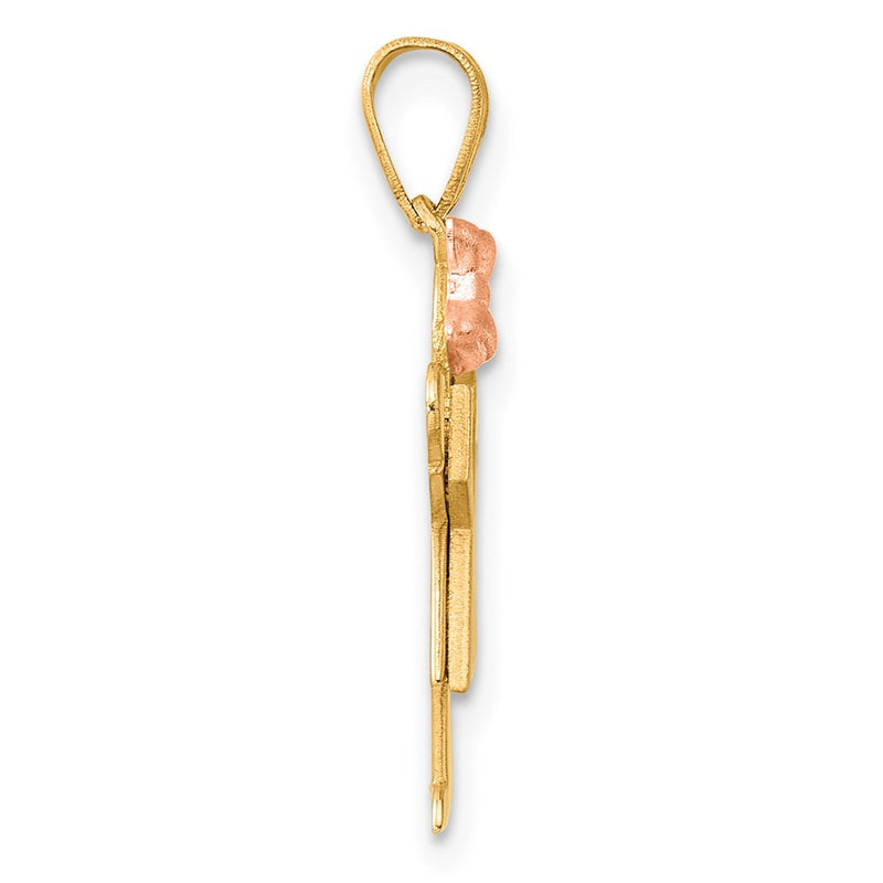 14k Two-tone Gold Two-tone Gold Small Girl on Left Engravable Charm