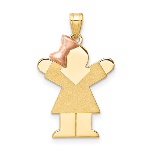14k Two-tone Gold Two-tone Gold Small Girl on Left Engravable Charm
