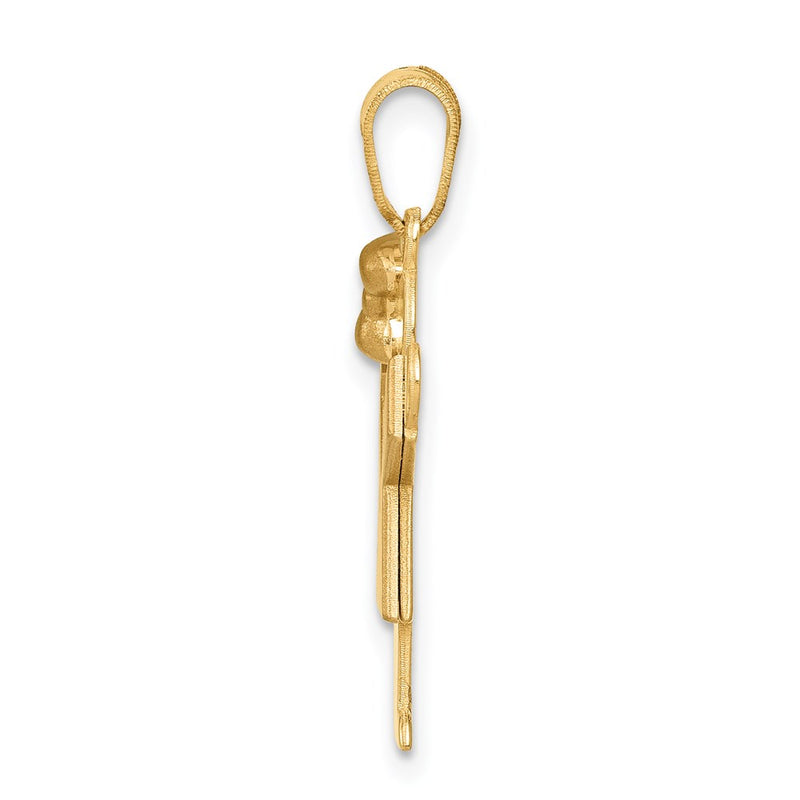 14k Two-tone Gold Two-tone Gold Small Girl w/ Bow on Left Engravable Charm