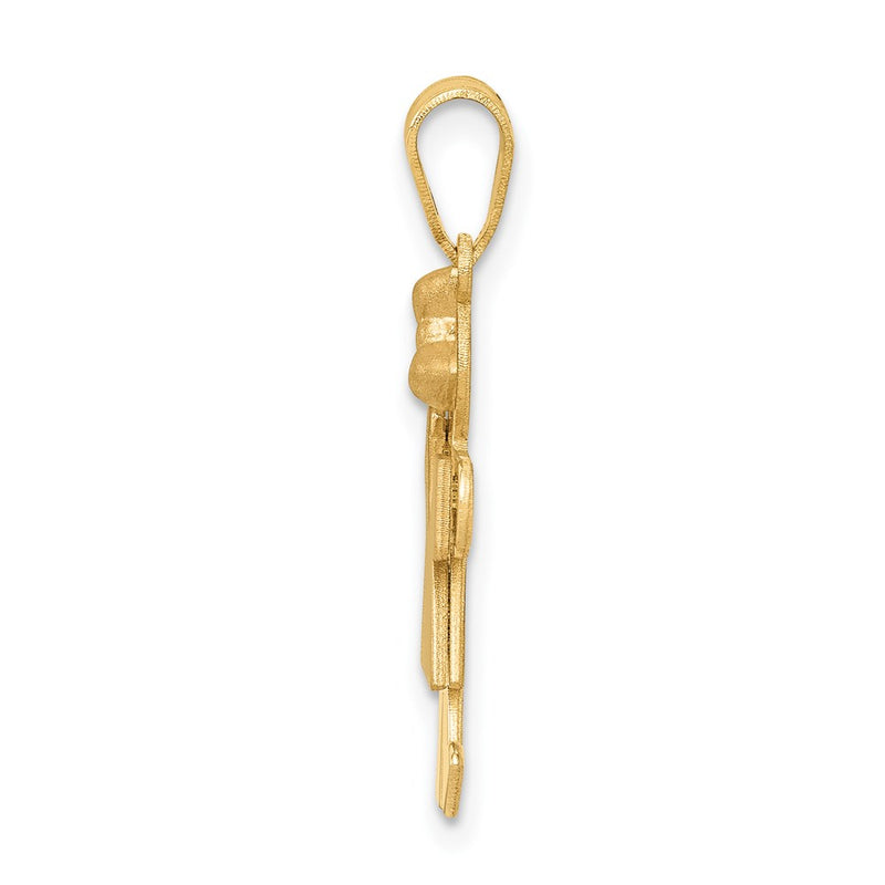 14k Two-tone Gold Two-tone Gold Small Girl w/ Bow on Right Engravable Charm