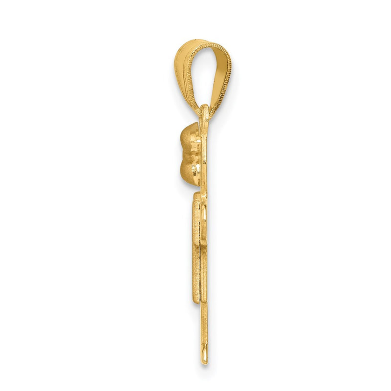 14k Two-tone Gold Two-tone Gold Small Girl w/ Bow on Left Engravable Charm