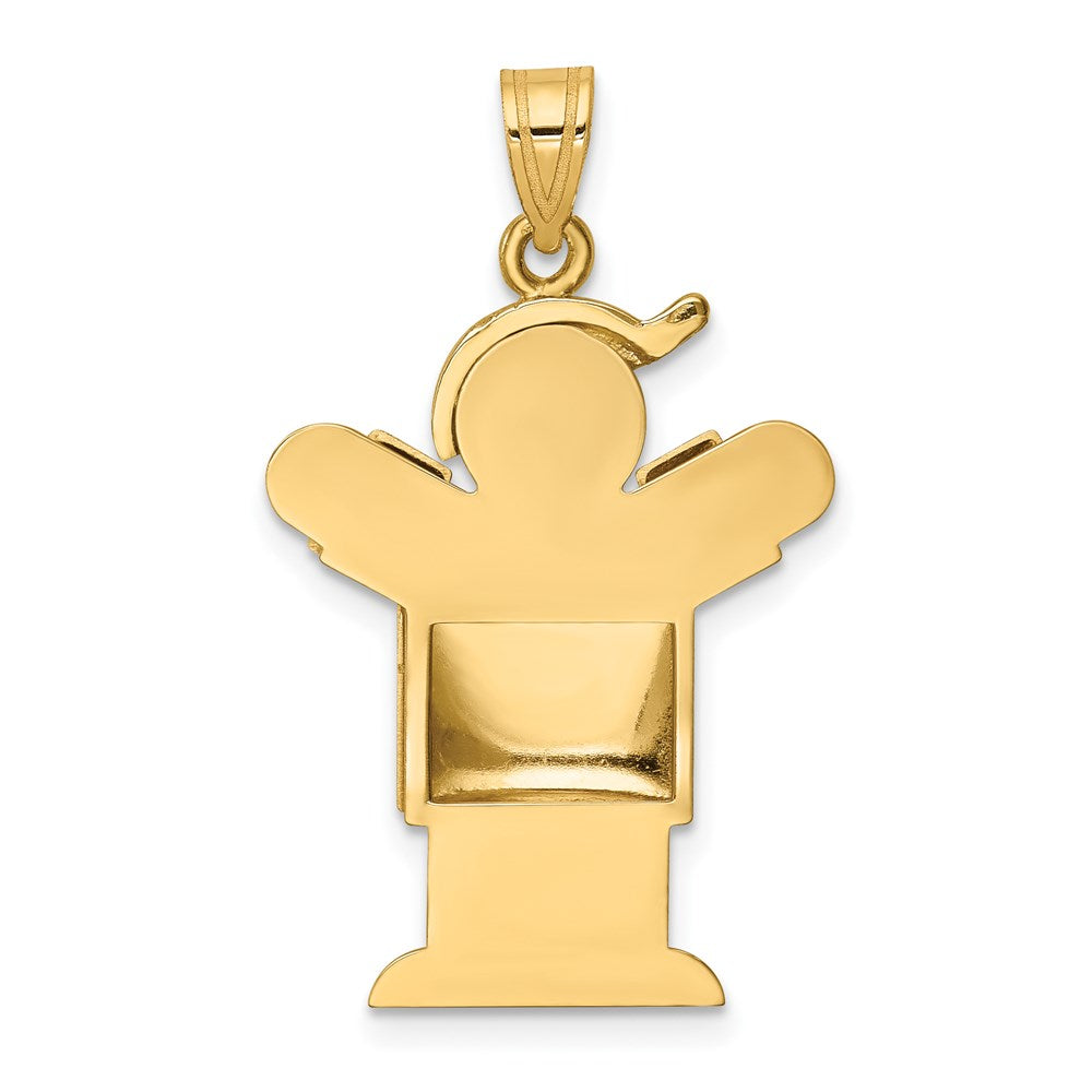 14k Yellow Gold Puffed Boy w/Hat on Right Engravable Charm