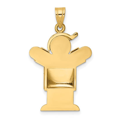 14k Yellow Gold Puffed Boy w/Hat on Right Engravable Charm