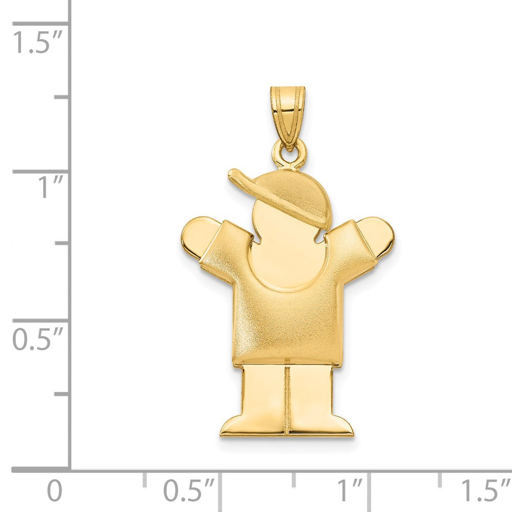 14k Yellow Gold Puffed Boy w/Hat on Right Engravable Charm
