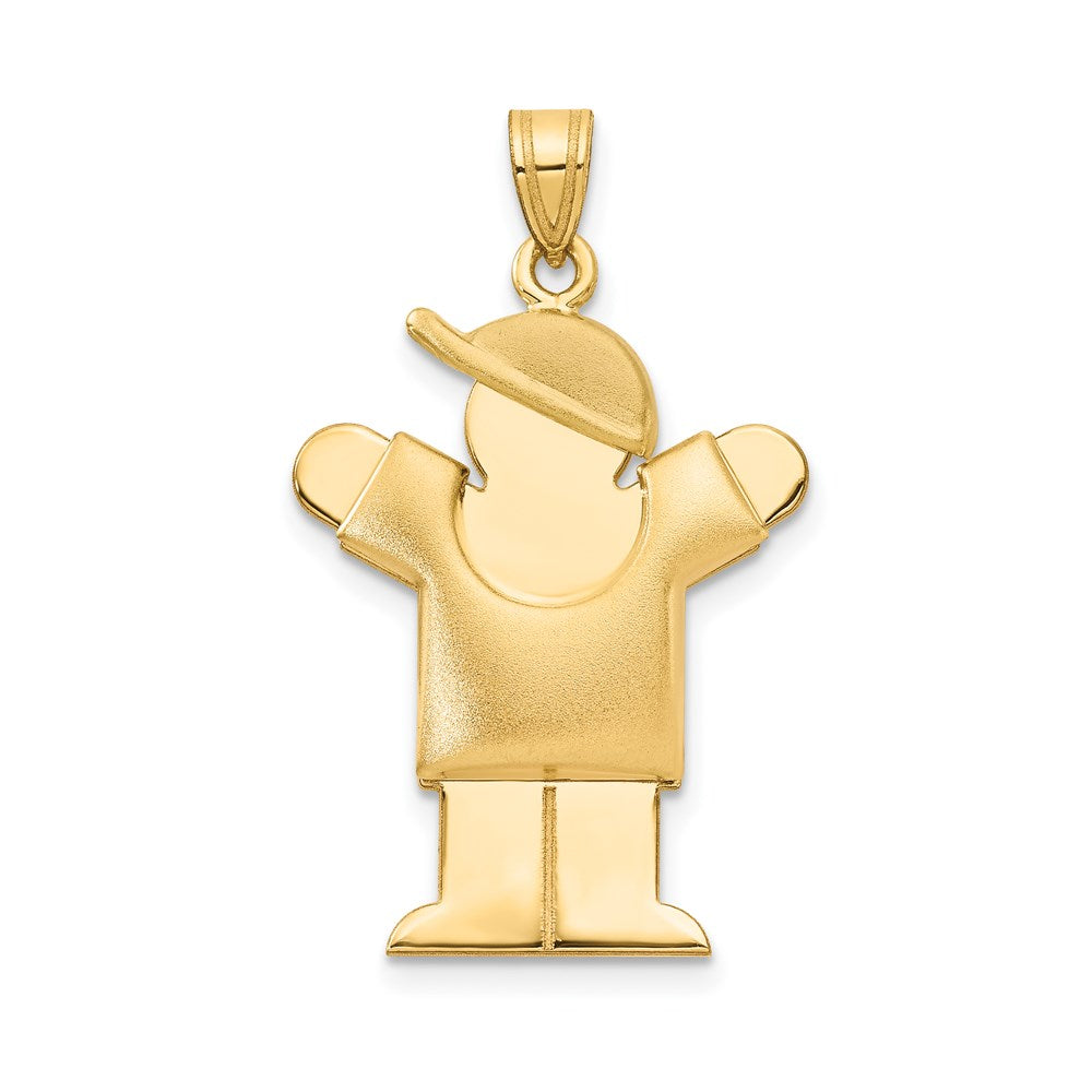 14k Yellow Gold Puffed Boy w/Hat on Right Engravable Charm