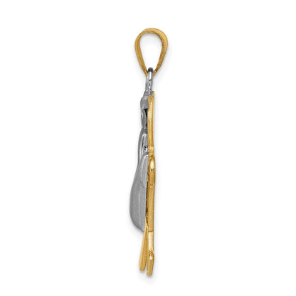14k Two-tone Gold Two-tone Gold Puffed Boy w/Hat on Left Engravable Charm