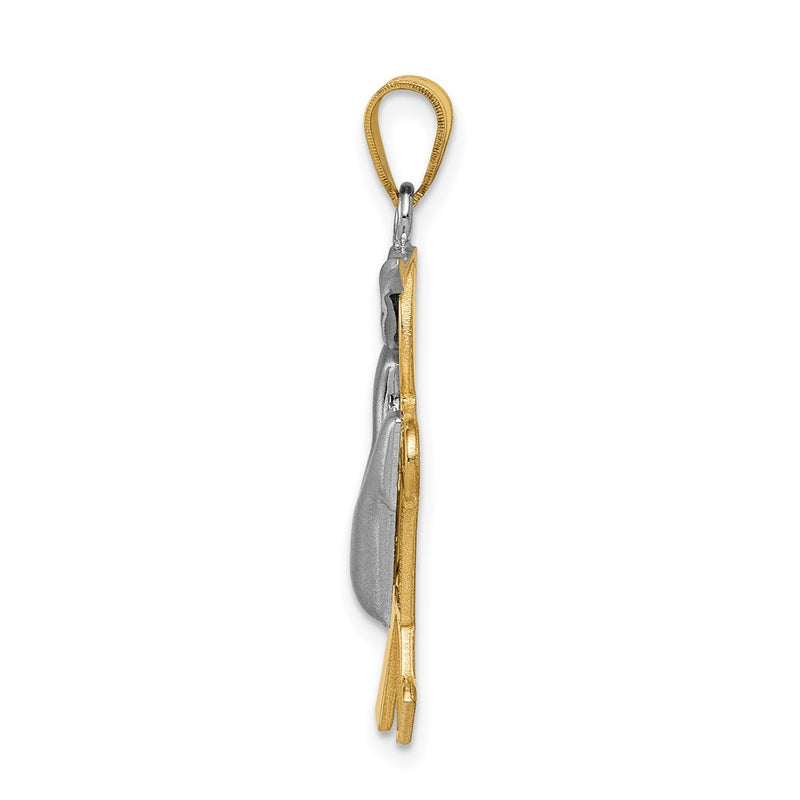14k Two-tone Gold Two-tone Gold Puffed Boy w/Hat on Left Engravable Charm
