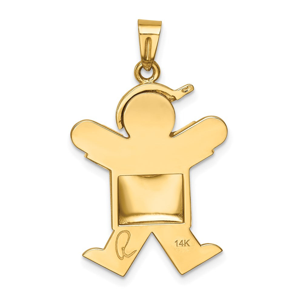 14k Yellow Gold Puffed Boy w/Hat on Right Engravable Charm