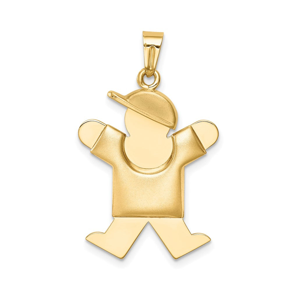 14k Yellow Gold Puffed Boy w/Hat on Right Engravable Charm