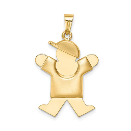14k Yellow Gold Puffed Boy w/Hat on Right Engravable Charm