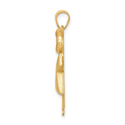 14k Two-tone Gold Two-tone Gold Puffed Girl with Bow on Right Engravable Charm